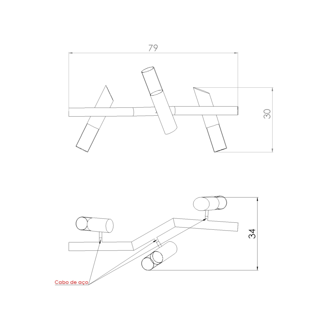Pendente Golden Art Taq 3L Mini Dicróica 790x300x340mm T2422-3PI (Designer Tadeu Omae)