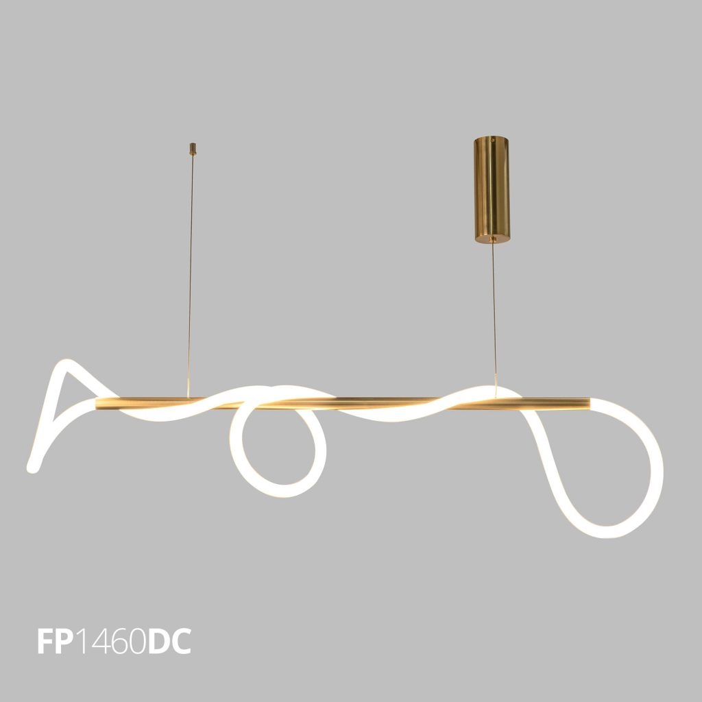 Pendente Flavo Facile Metal Dourado Champagne e Silicone 36 watts 3000K 270X1200mm FP1460DC