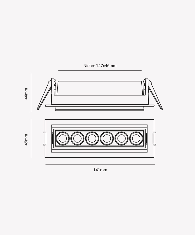 Spot Embutir Opus LED Soul Direcionavel 10 watts 2700K IRC90 24° IP20 142x50x45mm Preto OPS 85001