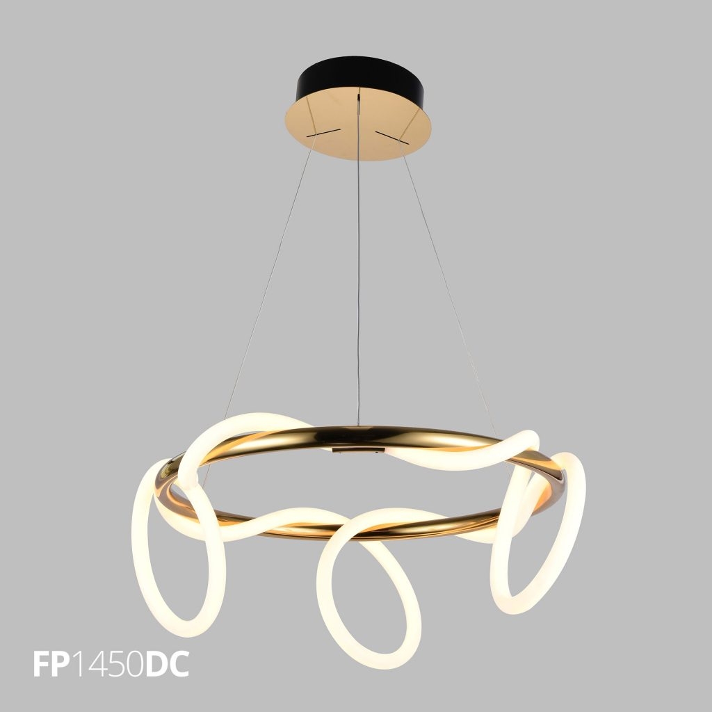 Pendente Flavo Facile Metal Dourado Champagne e Silicone 48 watts 3000K 350X600mm FP1450DC