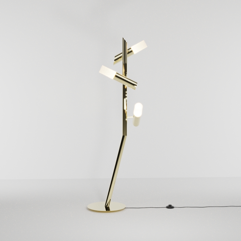 Luminária de Piso Golden Art Taq 3L Mini Dicróica 1410x500mm C2422PI (Designer Tadeu Omae)