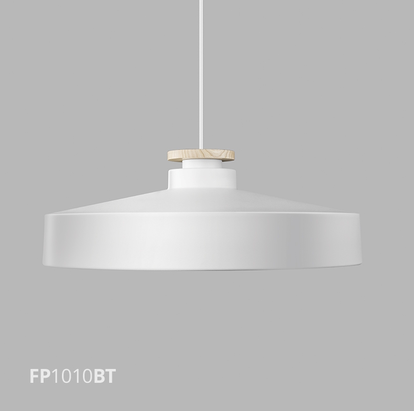 Pendente Flavo Disegno Metal Branco Madeira Clara 1L E27 Ø550X194mm FP1010BT