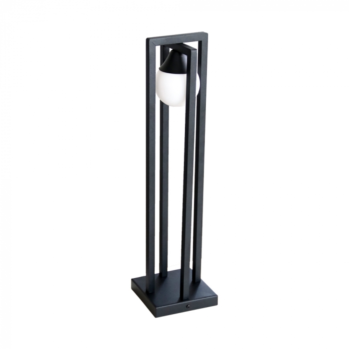 Poste Balizador Ideal Retangular Externo Alumínio e Globo Leitoso 1L G9 500X125X125mm PA-451