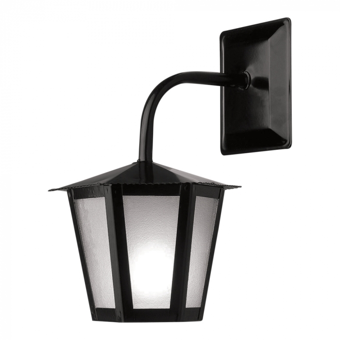 Arandela Ideal Colonial Sextavada Pequena Aço Fosfatizado e Vidro Transparente 1L E27 290x190x260mm L-1-B VT
