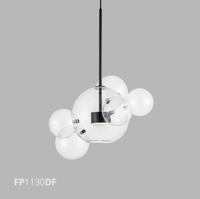 Pendente Flavo Vetri Metal Dourado Fosco Vidro Transparente 6 watts 3000K Ø480X690mm FP1130DF