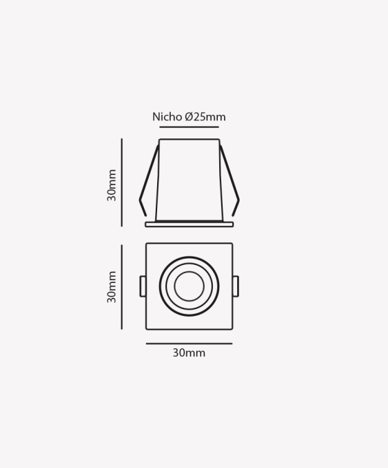 Mini Spot Opus LED 1 watts 2700K Branco 24° IRC90  Bivolt 30x30mm OPS 84974