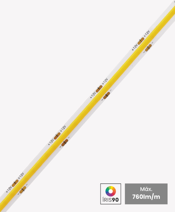 Fita de LED Opus 8 watts/m 12V Cob 3000k IP20 8mm IRC90 (Rolo 5 metros) OPS 86787