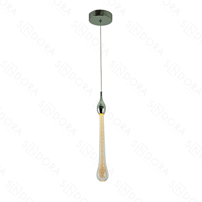 Pendente Sindora Metal Cromado e Cristal Transparente 5 watts Ø50x300mm QD05117