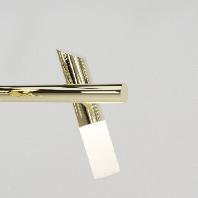 Pendente Golden Art Taq 7L Mini Dicróica 1800x320x410mm T2422-7PI (Designer Tadeu Omae)