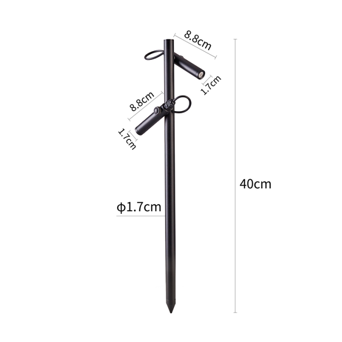 Mini Espeto Nordecor Kewe Preto 2x 1 watt 3000K IP67 36° Bivolt 400mm 6598