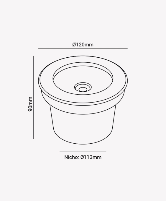 Embutido Solo Opus LED 12 watts 3000K 120° Inox IP65 Ø120mm OPS 87449