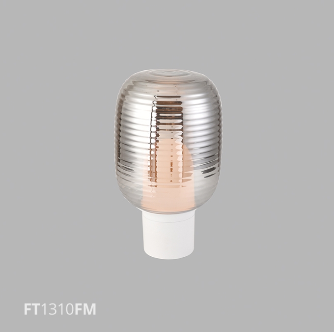 Luminária de Mesa Flavo Vetri Metal Branco Vidro Fumê 1L E27 395XØ220mm FT1310FM