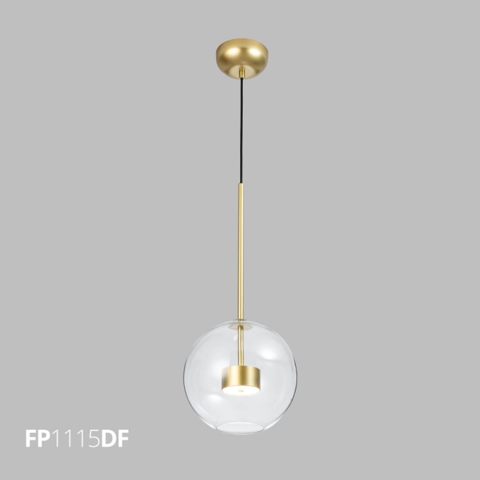 Arandela Flavo Vetri Metal Dourado Fosco Vidro Transparente 6 watts 3000K Ø250X240mm FP1115DF