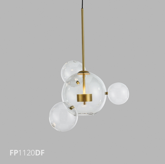 Pendente Flavo Vetri Metal Dourado Fosco Vidro Transparente 6 watts 3000K Ø480X690mm FP1120DF