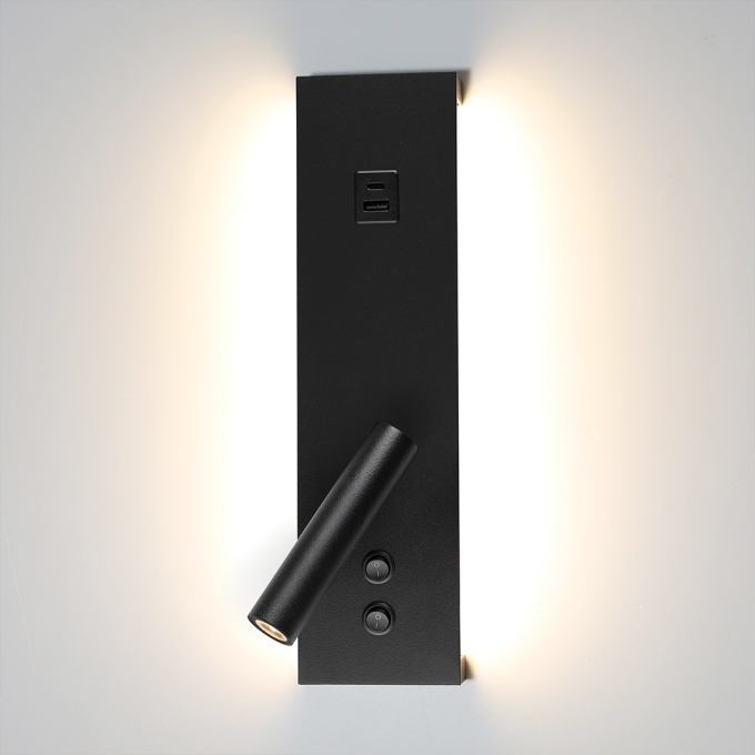 Arandela Nordecor Enna 12 watts 3000K USB Bivolt Preto 300x80x10mm 2851