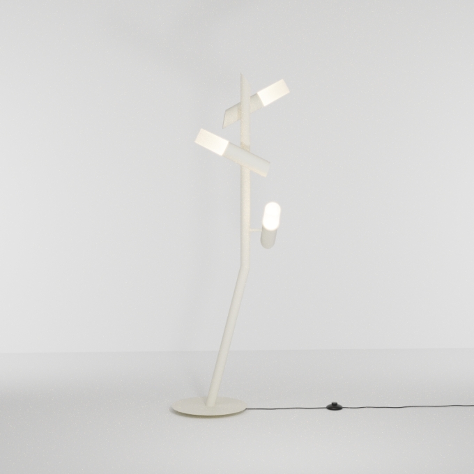 Luminária de Piso Golden Art Taq 3L Mini Dicróica 1410x500mm C2422PI (Designer Tadeu Omae)