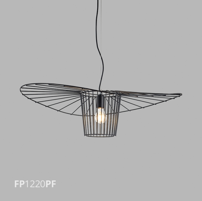 Pendente Flavo Filo Metal Preto Fosco 1L E27 Ø800X220mm FP1220PF