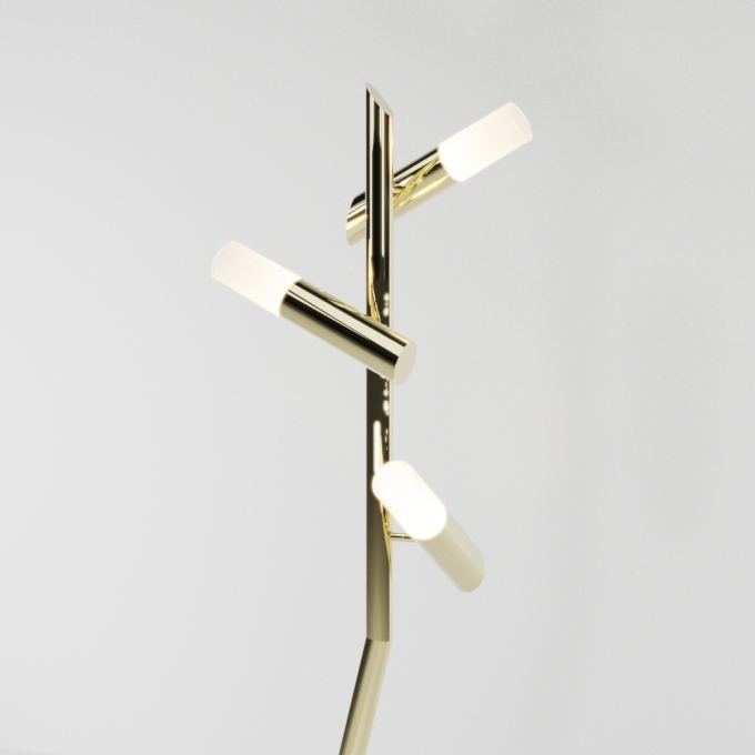 Luminária de Piso Golden Art Taq 3L Mini Dicróica 1410x500mm C2422PI (Designer Tadeu Omae)