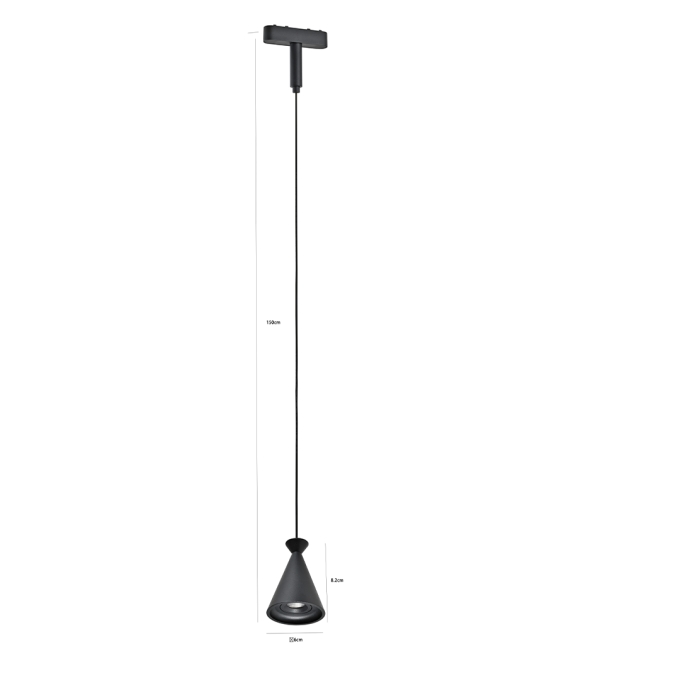 Pendente Magnético Nordecor Kay Lob 6,5 watts 3000K 48V  IRC90 24° Preto Ø60x82x1500mm 2847