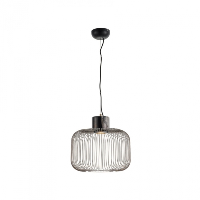 Pendente Flavo Pietre Metal Preto Fosco Base em Mármore 1L GU10 Ø300X280mm FP1290PF