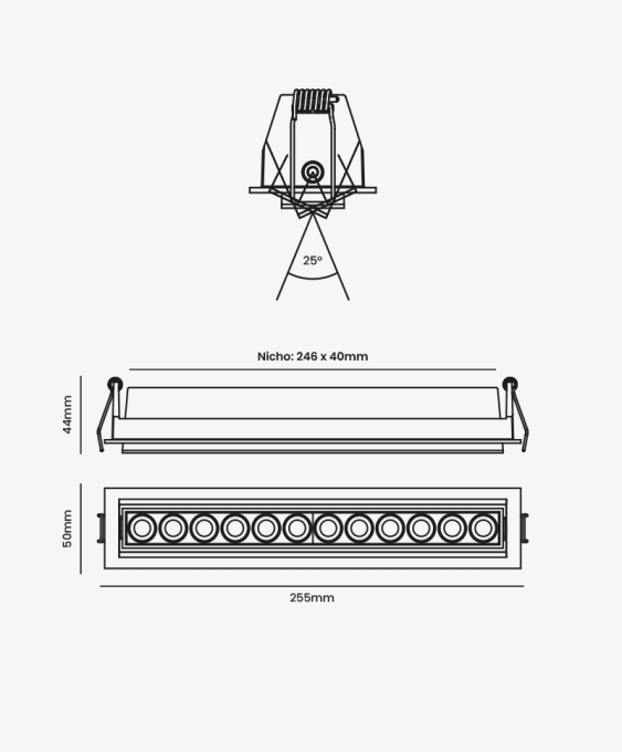 Spot Embutir Opus LED Soul Direcionavel 20 watts 2700K IRC90 24° IP20 256x50x45mm Branco OPS 87869