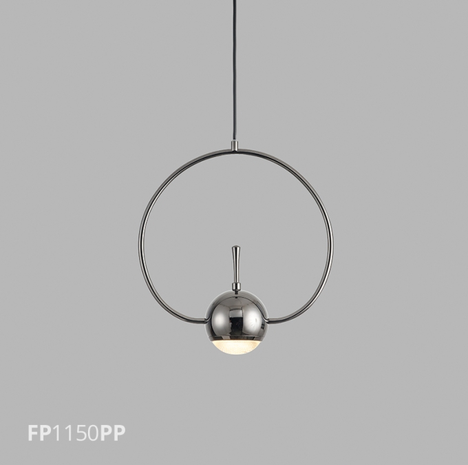 Pendente Flavo Anelli Metal Preto Perolizado e Difusor em Vidro 5 watts 3000K 400X300X100mm FP1150PP