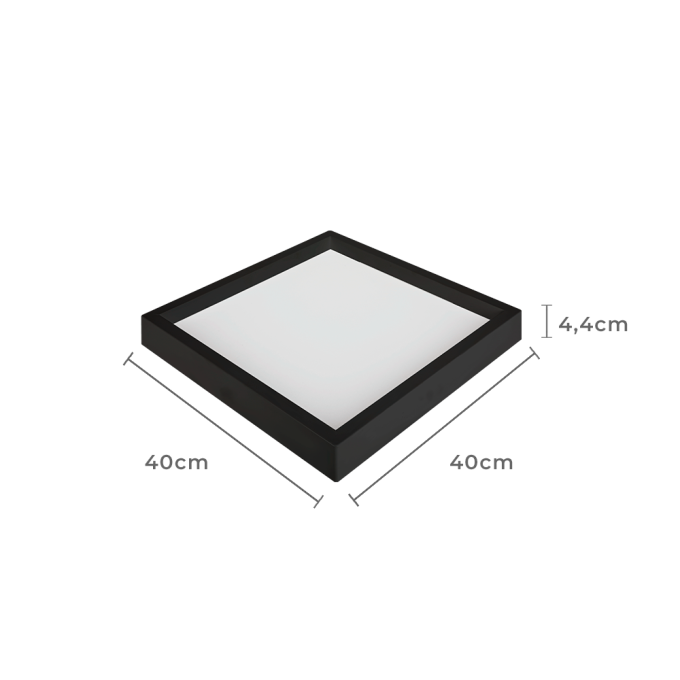 Painel Sobrepor Quadrado Nordecor Kais 36 watts 4000K Preto Bivolt 400x400mm 4271