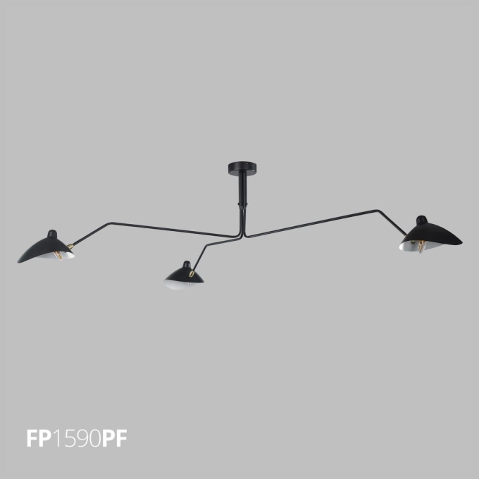 Pendente Flavo Rami Metal Preto Fosco 3L E14 600X2500mm FP1590PF