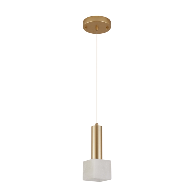 Pendente Nordecor Dufi 1L G9 Ouro Champagne e Mármore IP20 Bivolt 80x80x220mm 2923