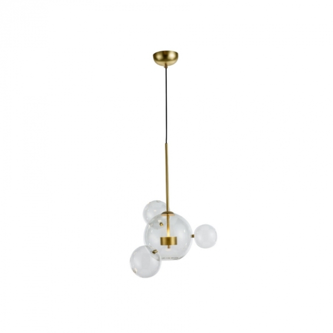 Pendente Flavo Vetri Metal Dourado Fosco Vidro Âmbar 6 watts 3000K Ø480X690mm FP1120DFA