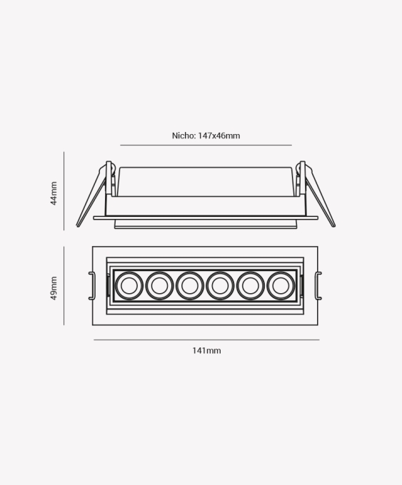 Spot Embutir Opus LED Soul Direcionavel 10 watts 2700K IRC90 24° IP20 142x50x45mm Preto OPS 85001