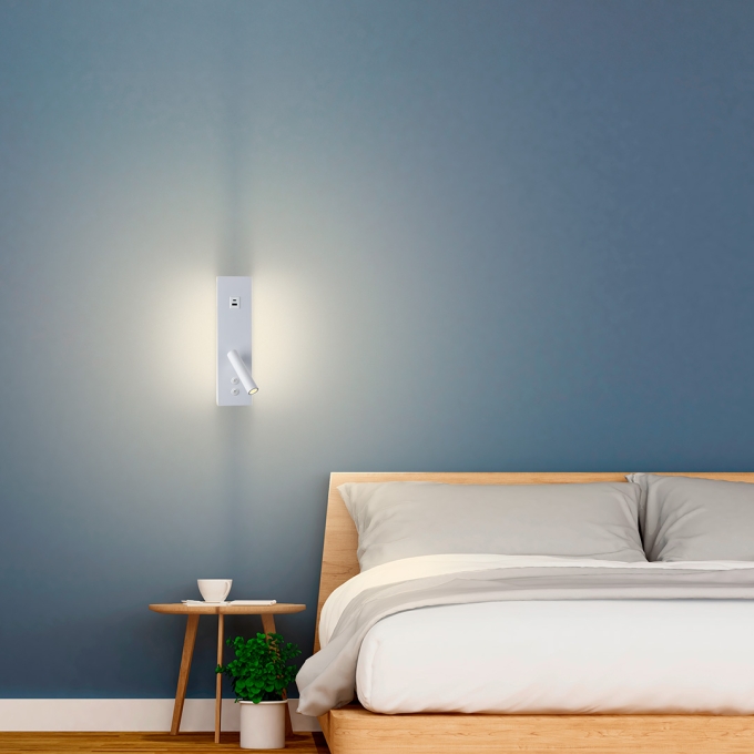 Arandela Nordecor Enna 12 watts 3000K USB Bivolt Branco 300x80x10mm 2850 
