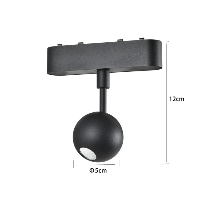 Spot Magnético Nordecor Kay Tez 5 watts 3000K 48V  IRC90 38° Preto Ø50x120mm 6559