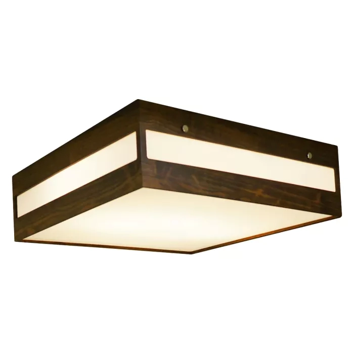 Plafon Union Iluminação Retângulo Horizontal Madeira e Acrílico 3L E27 400x400x120mm 027