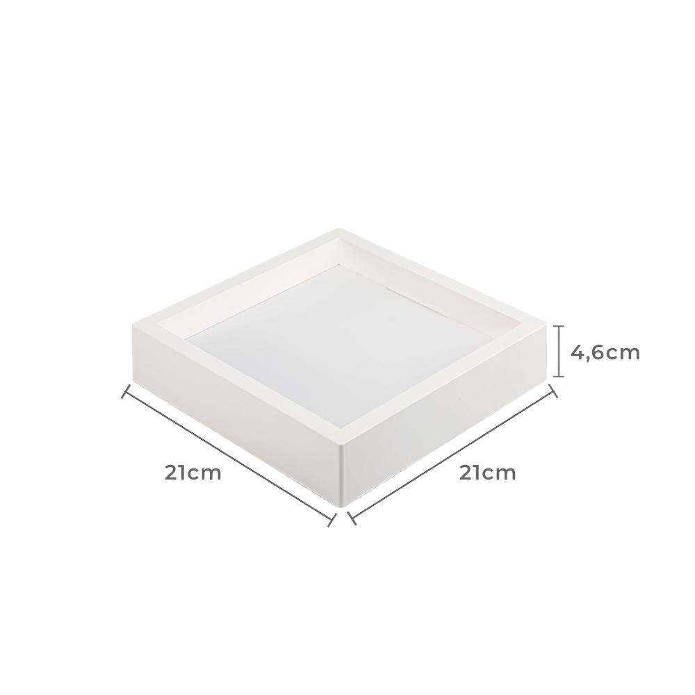 Painel Sobrepor Quadrado Nordecor Kais 18 watts 3000K Branco Bivolt 210x210mm 4246