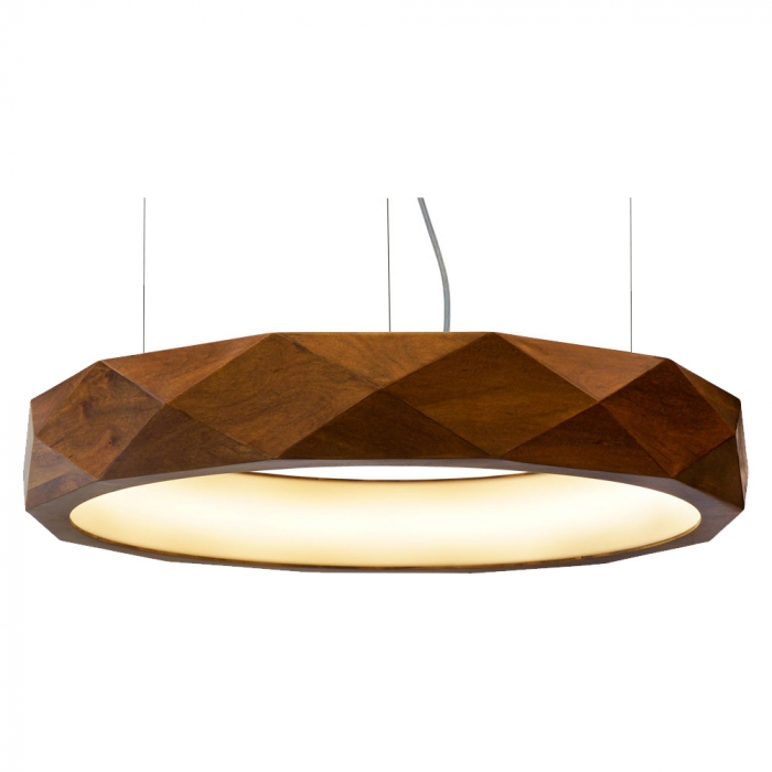 Pendente Union Iluminação Anel Facetado Madeira e Acrílico 21 watts 3000K Ø700x105mm 425