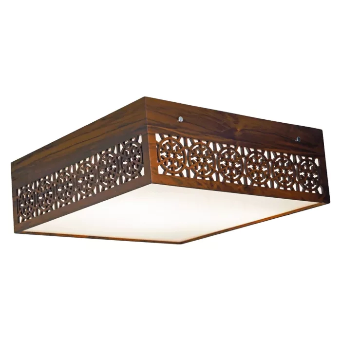 Plafon Union Iluminação Floco de Neve Madeira e Acrílico 4L E27 550x550x150mm 112