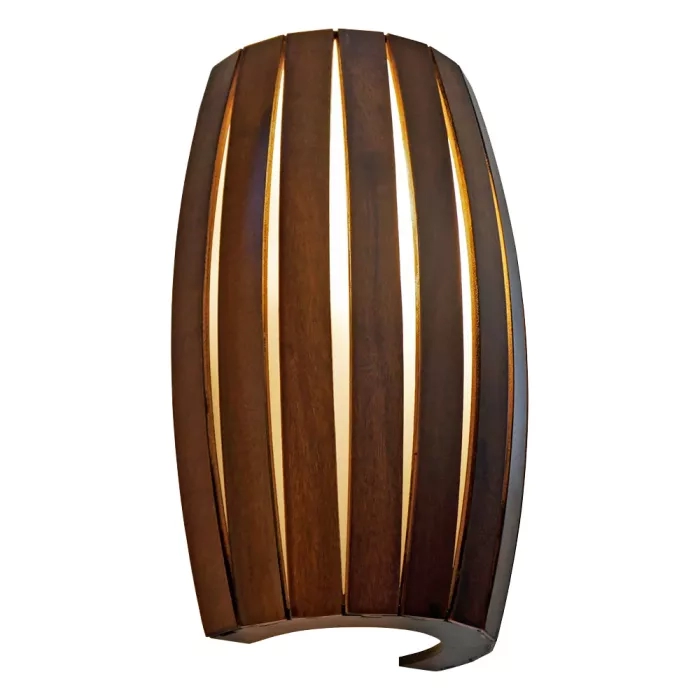 Arandela Union Iluminação Barril Pequeno Madeira e Acrílico 2L E27 205x320x120mm 166