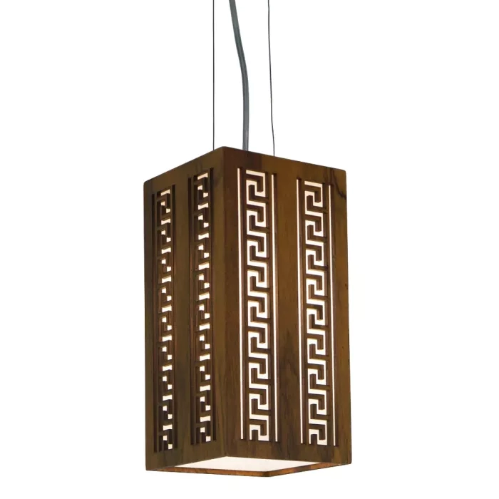 Pendente Union Iluminação Gregas Vertical Madeira e Acrílico 1L E27 150x300x150mm 045