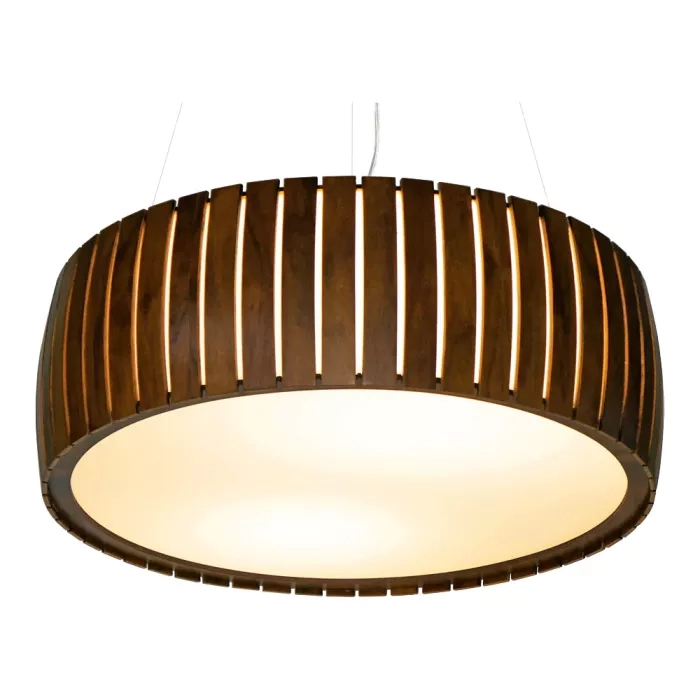 Pendente Union Iluminação Cilíndrico Ripado Curvo Madeira e Acrílico 8L E27 Ø900x200mm 201