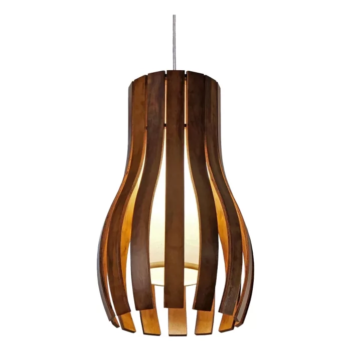 Pendente Union Iluminação Ripado Curvo II Madeira e Acrílico 1L E27 Ø210x350mm 142
