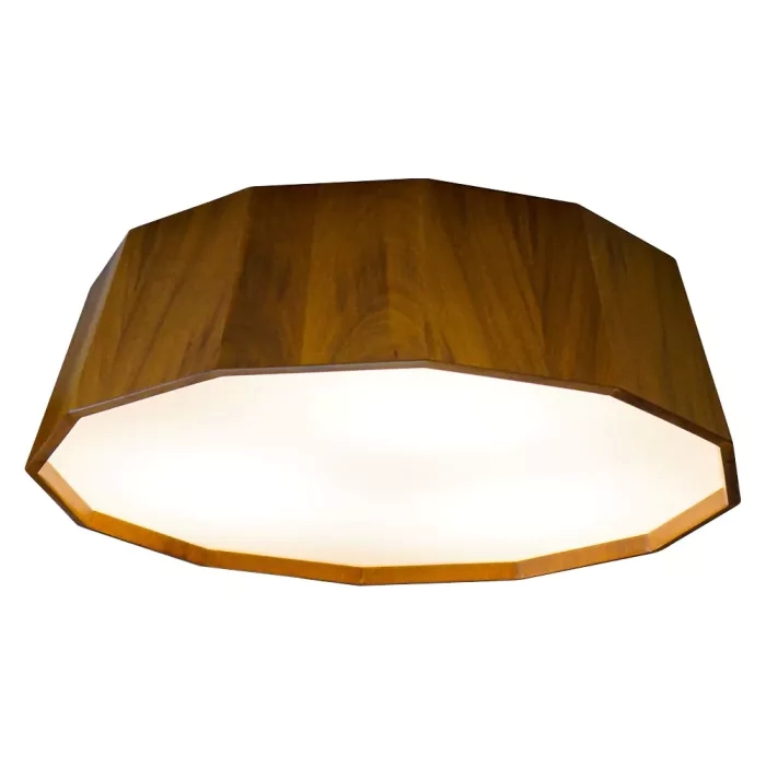 Plafon Union Iluminação Cônico Facetado Madeira e Acrílico 4L E27 Ø650x150mm 396