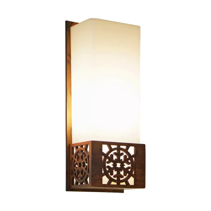 Arandela Union Iluminação Floco de Neve Pequena Madeira e Acrílico 1L E27 120x300x95mm 050