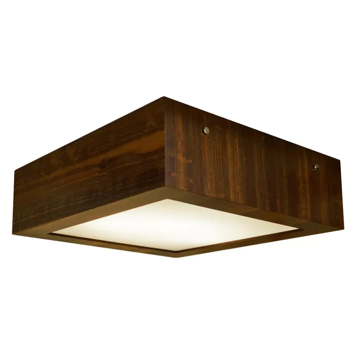 Plafon Union Iluminação Aberto Madeira e Acrílico 3L E27 400x400x120mm 014