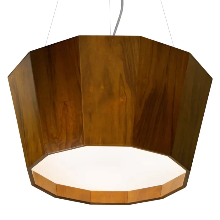 Pendente Union Iluminação Cônico Invertido Madeira e Acrílico 3L E27 Ø550x250mm 392