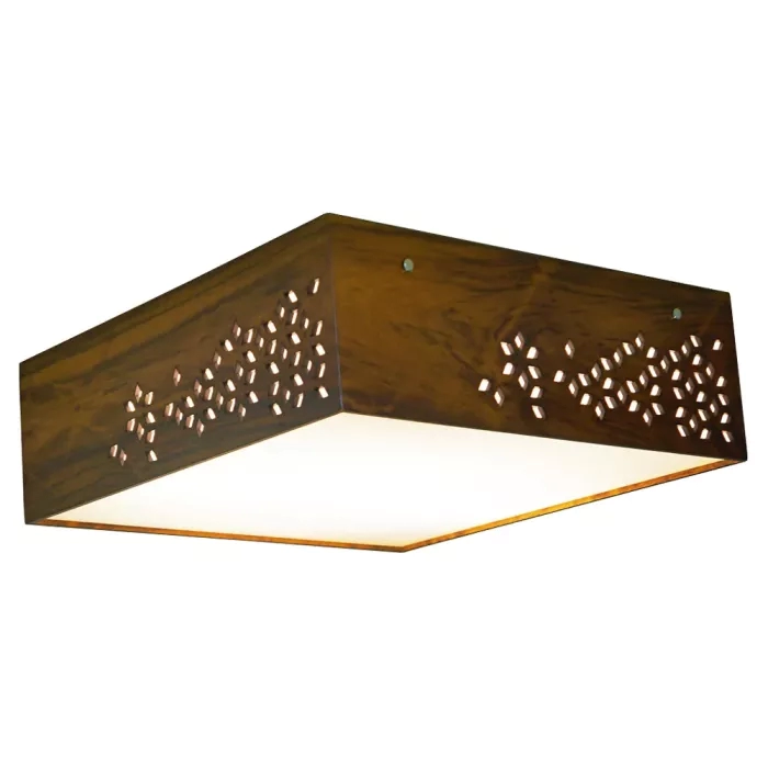 Plafon Union Iluminação Geometric Madeira e Acrílico 4L E27 550x550x150mm 113