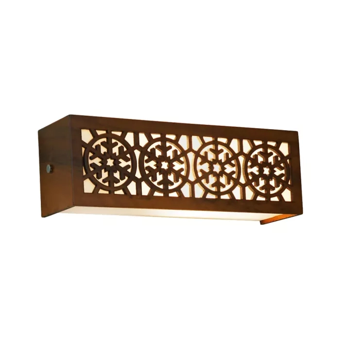 Arandela Union Iluminação Horizontal Floco de Neve Madeira e Acrílico 1L E27 300x100x85mm 067