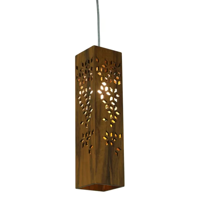Pendente Union Iluminação Geometric Vertical Estreito Madeira 1L E27 100x40x100mm 074