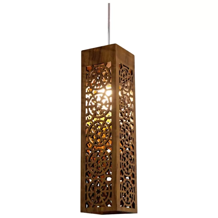 Pendente Union Iluminação Floco de Neve Vertical Estreito Madeira 1L E27 100x40x100mm 191