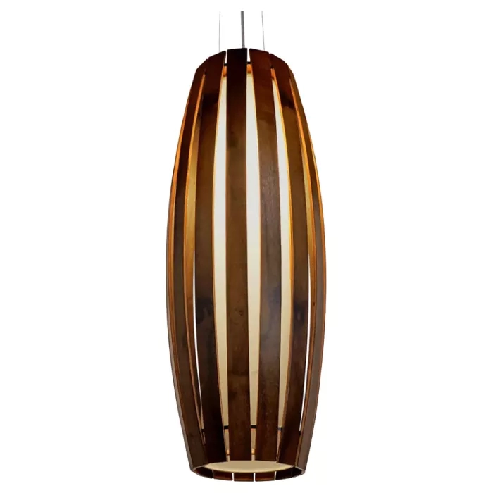 Pendente Union Iluminação Barril Grande Madeira e Acrílico 1L E27 Ø260x700mm 119